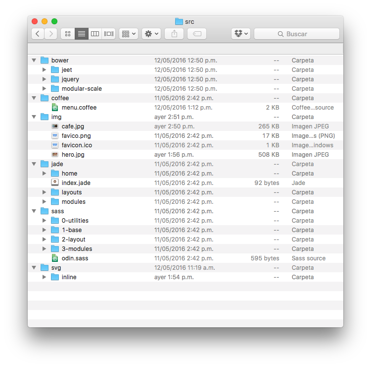 src directory contents